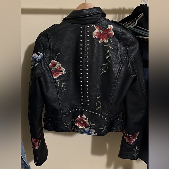 Embroidered Leather Jacket - Picture 2 of 2